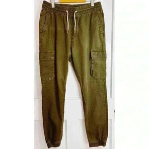 Men’s Dark Green H&M  Cargo Joggers with Elasticized Ankles Size 32